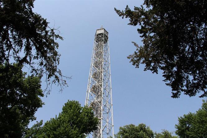 Exterior view of the Torre Littoria by Gio Ponti in Milano inside Parco Sempione